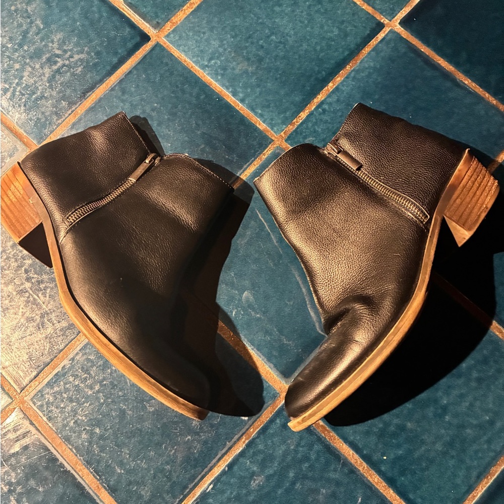 Black Leather Ankle Boots